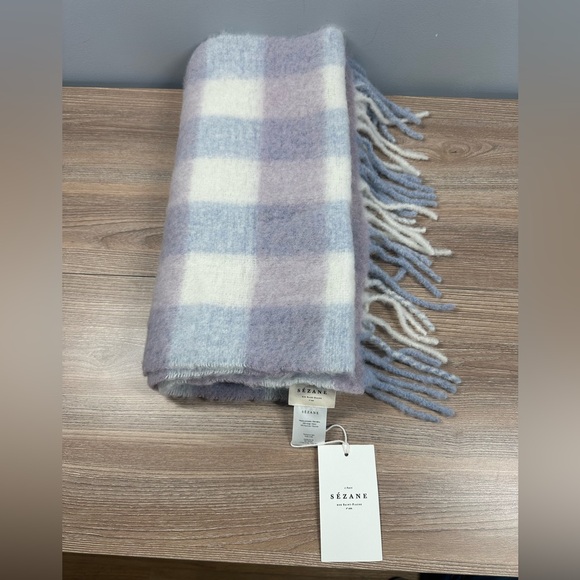 NWT Sezane Louise Scarf, Lilac and Vintage Blue - Picture 4 of 9